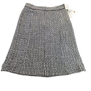 Vintage Pendleton Tweed Skirt Sz 14 Black Silk Leather Academia Preppy Corpcore